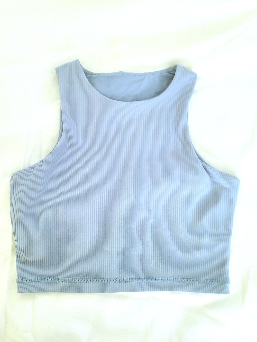 Musesonly High-Neck Ribbed Crop Top Blue Bra-Insert Yoga Size 6